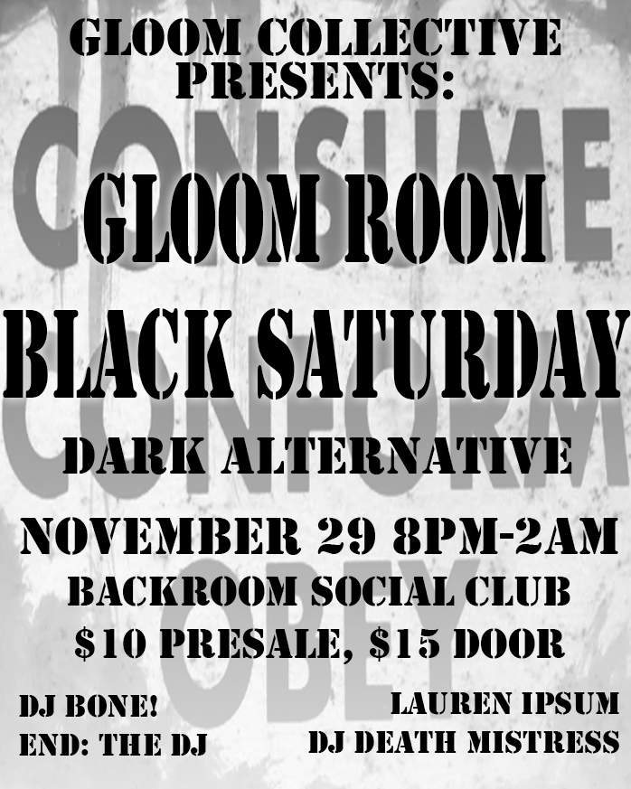 Gloom Room at Backroom November 2025 Black Saturday