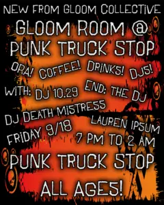 September 2026 Gloom Room flyer